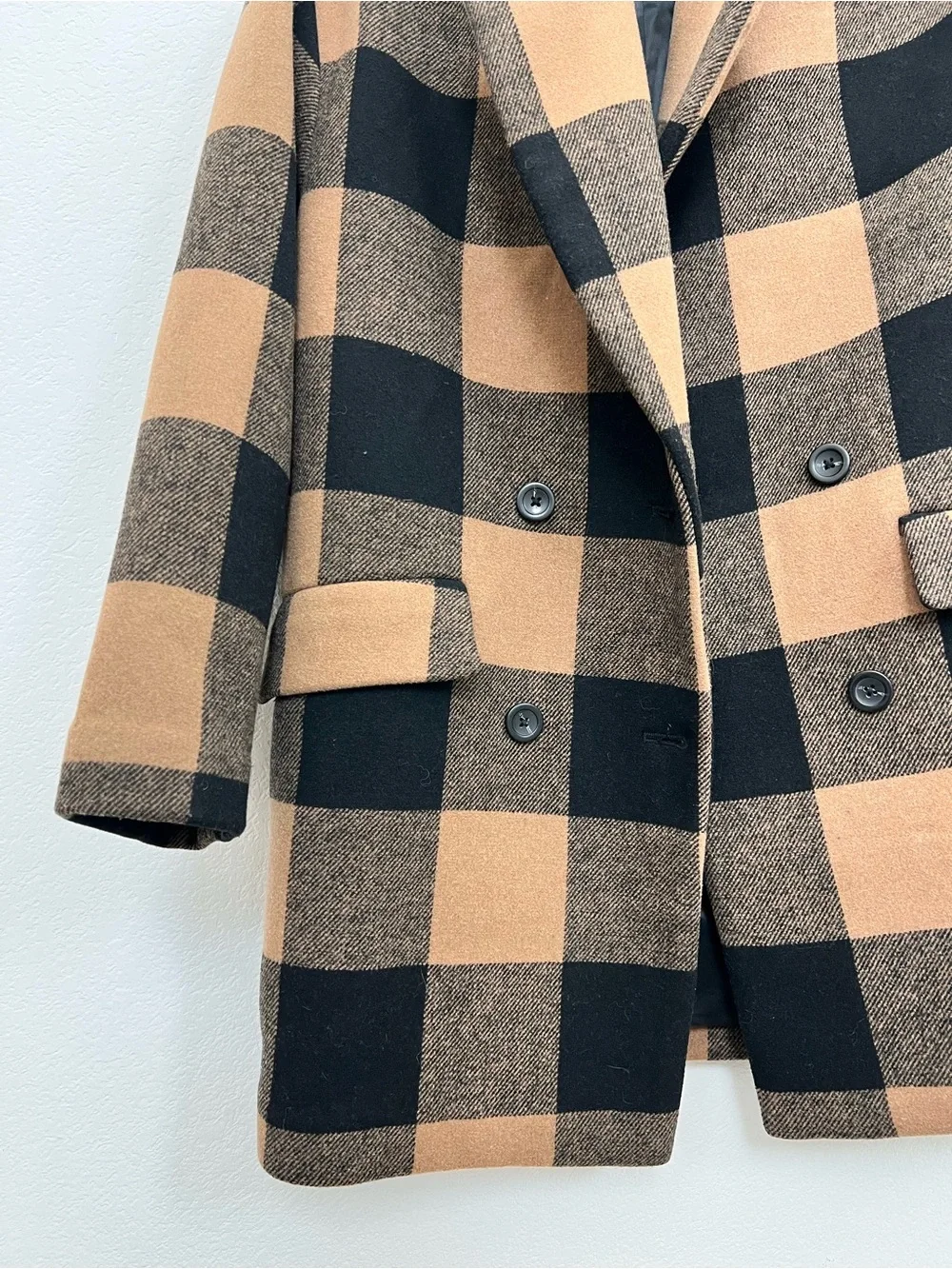 Abercrombie & Fitch Wool Blend Brown Black Plaid Peacoat Jacket Women's XXSP